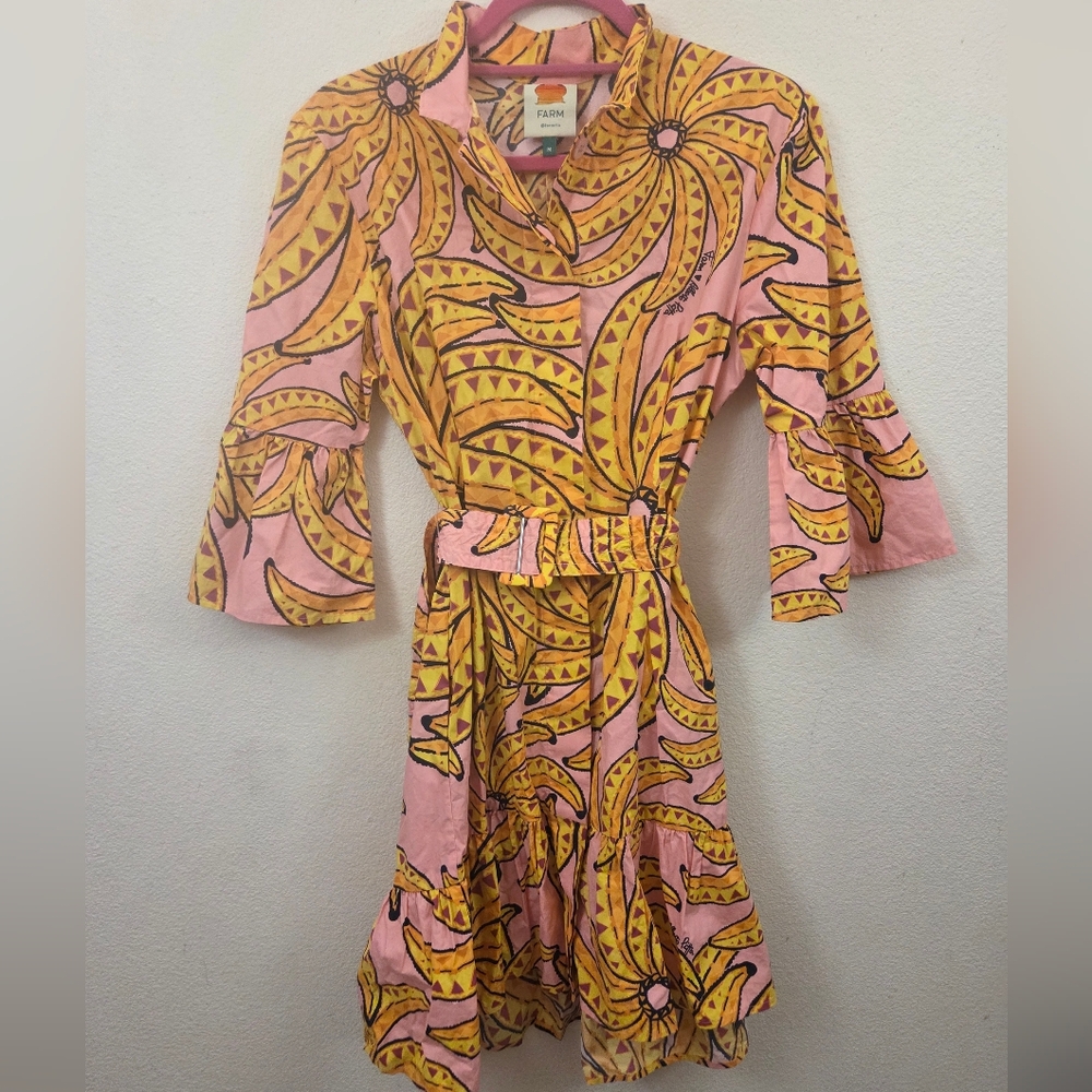 FARM Rio Pink and Yellow Floral Print Tiered Dress - Picture 2 of 5